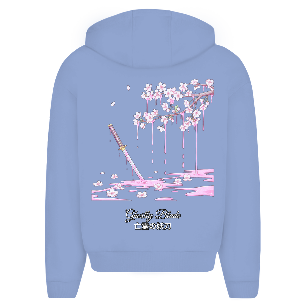 Unisex Oversize Zip Hoodie "Ghostly Blade" Premium Ribbon Edition