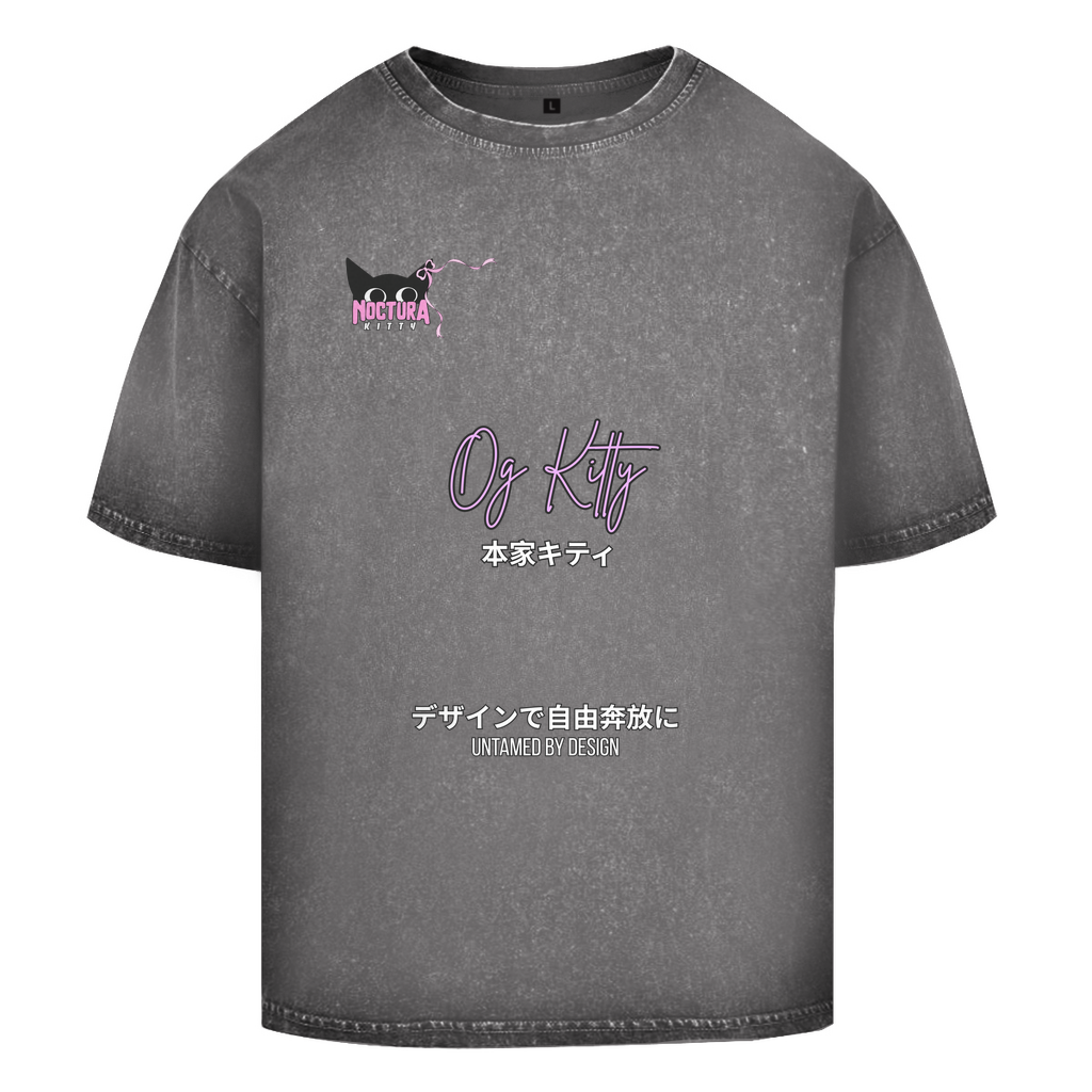 Unisex Oversize T-Shirt Washed "OG Kitty" Premium Ribbon Edition
