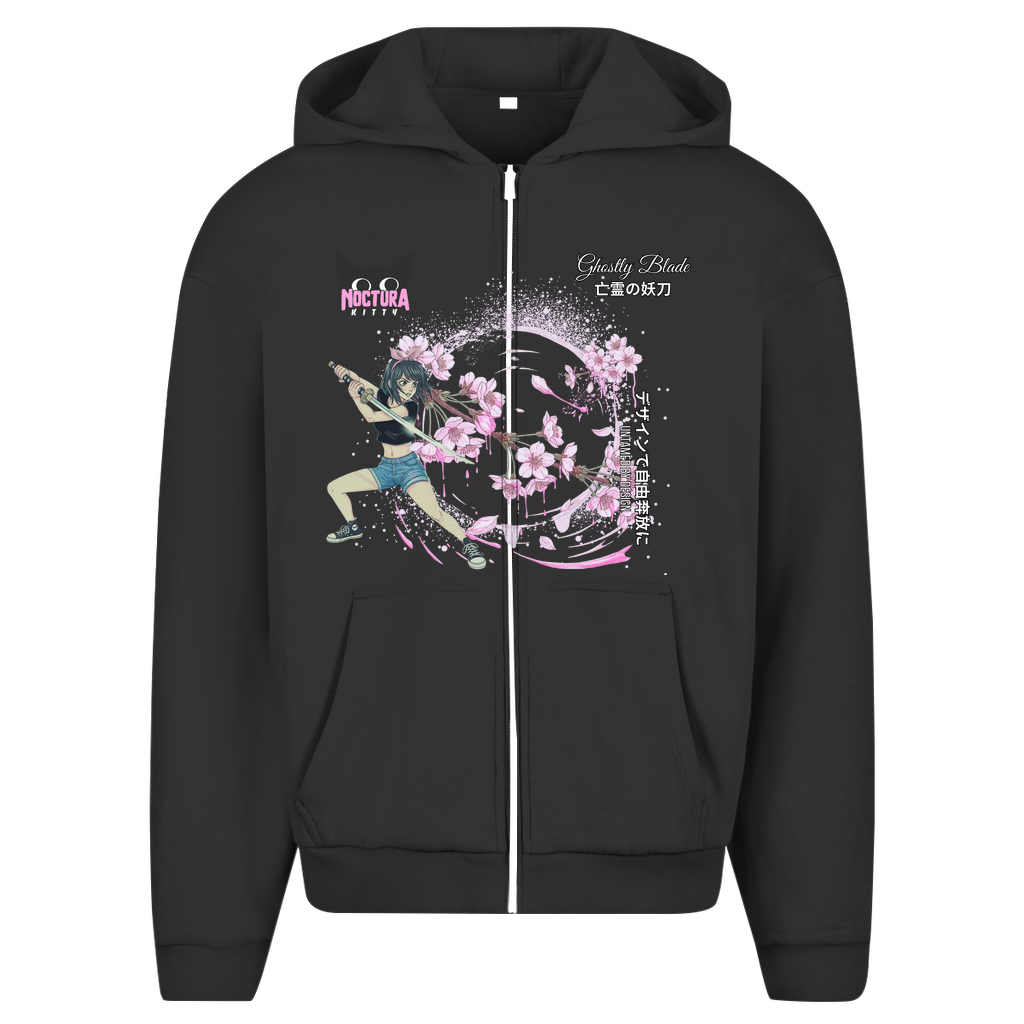 Unisex Oversize Zip Hoodie "Ghostly Blade" Premium Edition