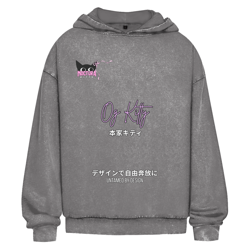 Unisex Oversize Hoodie Washed "OG Kitty" Premium Ribbon Edition