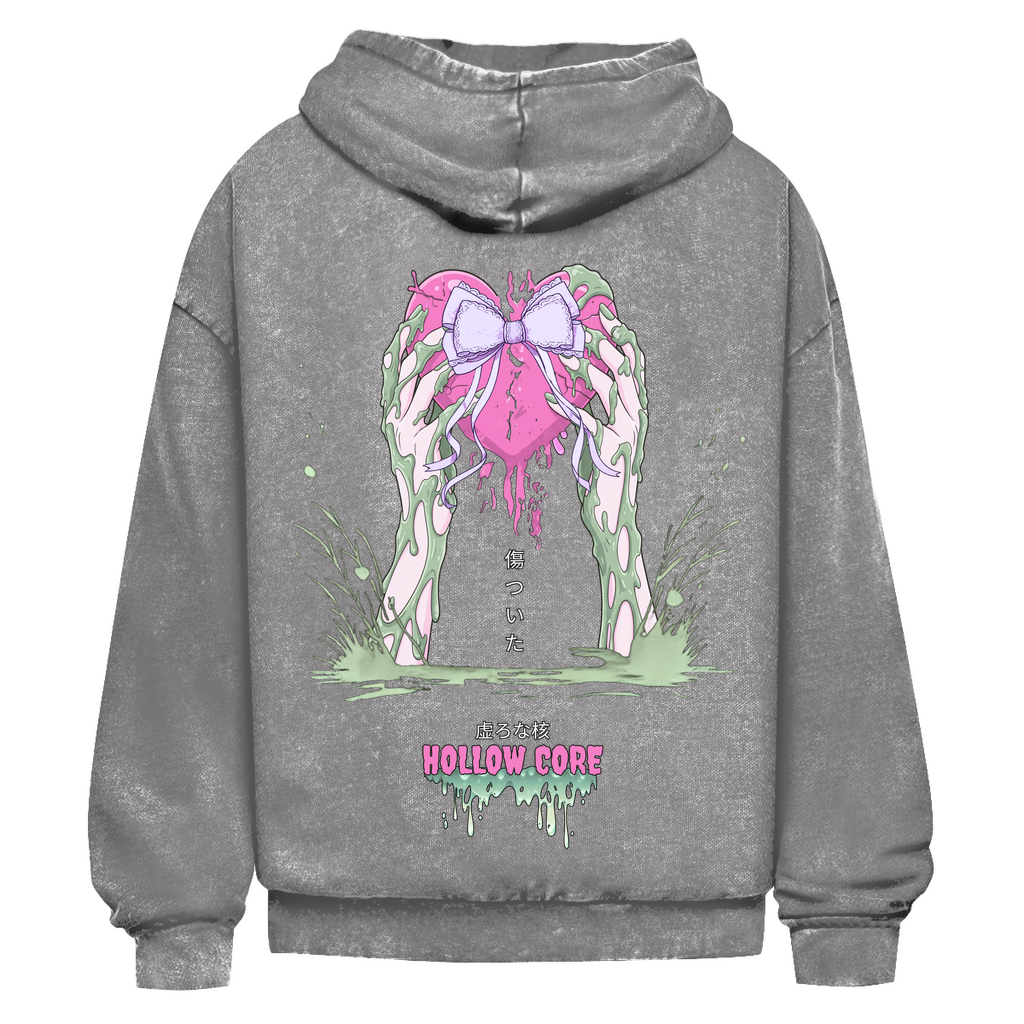 Unisex Oversize Hoodie Washed "Hollow Core" Premium Ribbon Edition