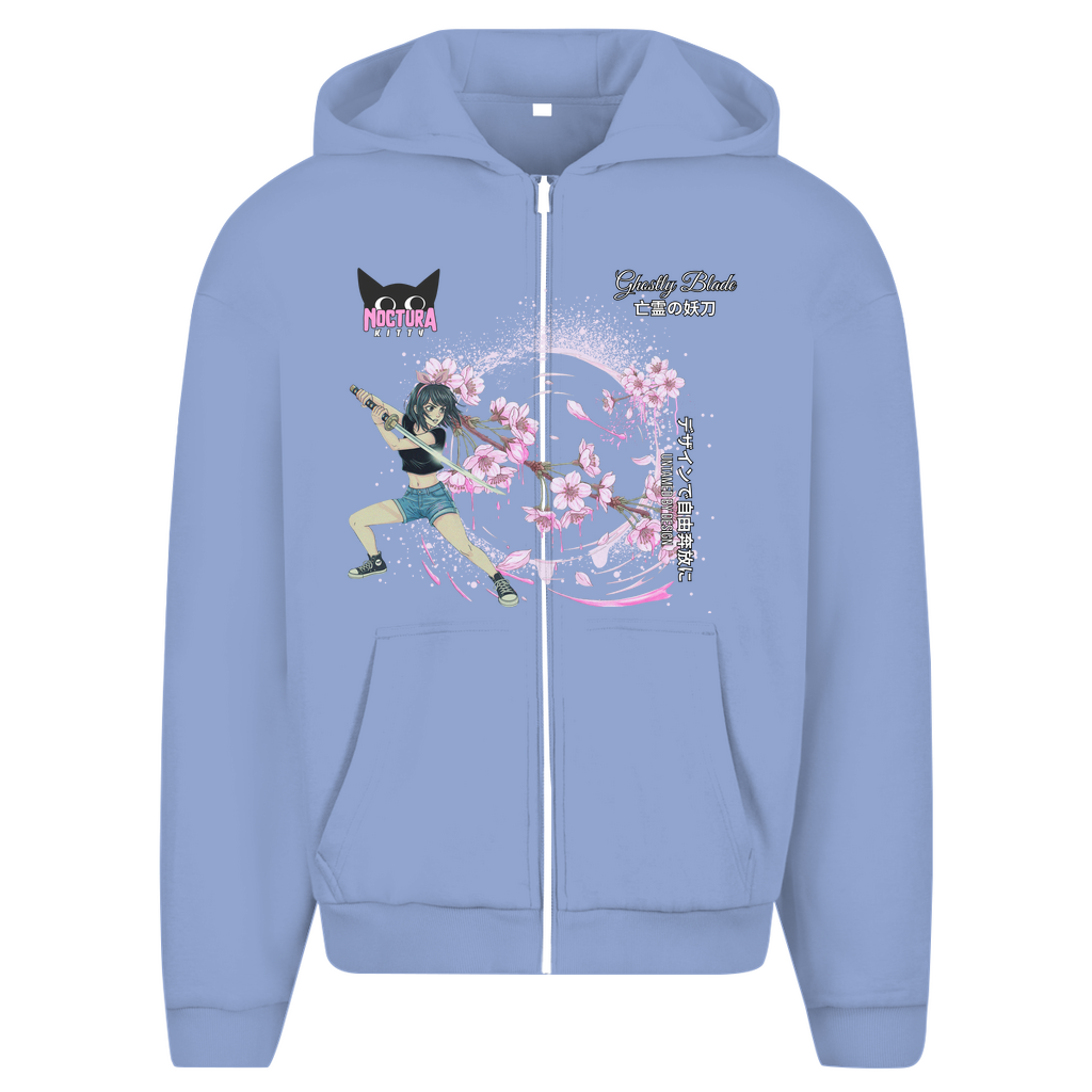 Unisex Oversize Zip Hoodie "Ghostly Blade" Premium Edition