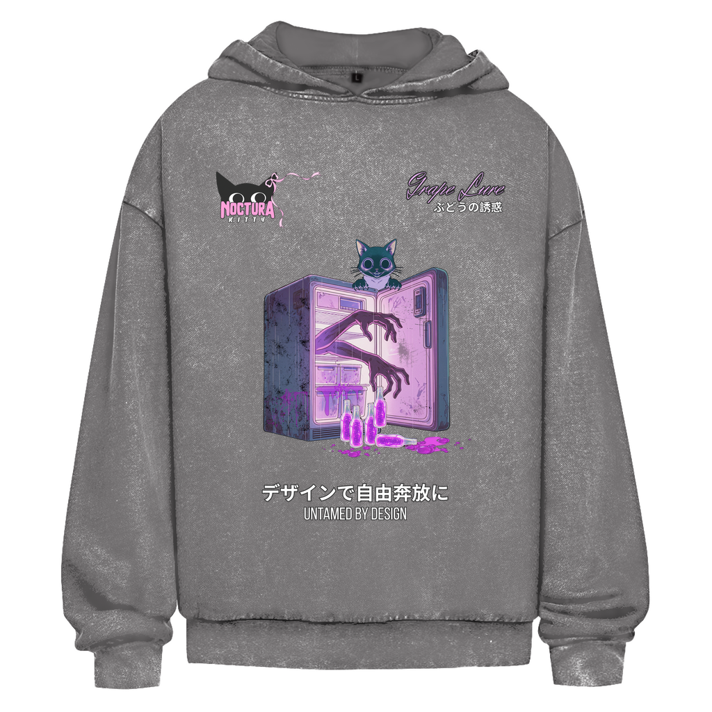 Unisex Oversize Hoodie Washed "Grape Lure" Premium Ribbon Edition