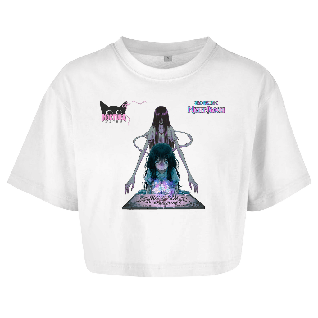 Oversized Crop Top "Night Bloom" Ribbon Edition