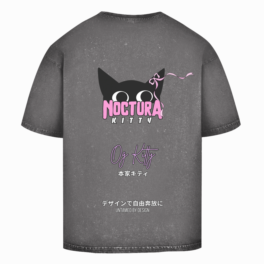 Unisex Oversize T-Shirt Washed "OG Kitty" Premium Ribbon Edition
