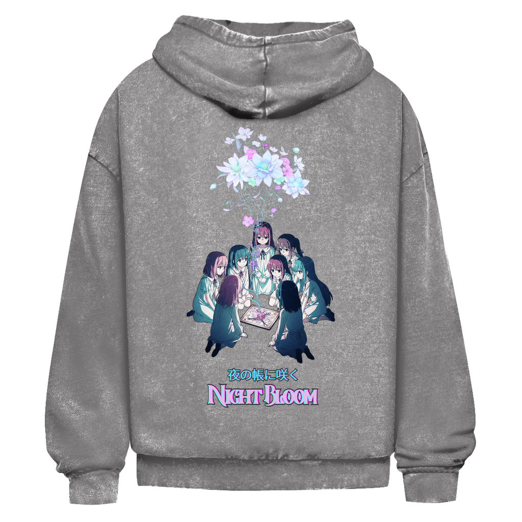 Unisex Oversize Hoodie Washed "Night Bloom" Premium Ribbon Edition