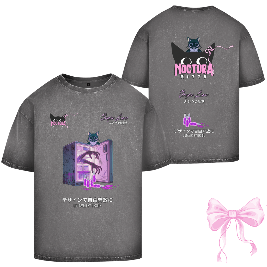 Unisex Oversize T-Shirt Washed "Grape Lure" Premium Ribbon Edition