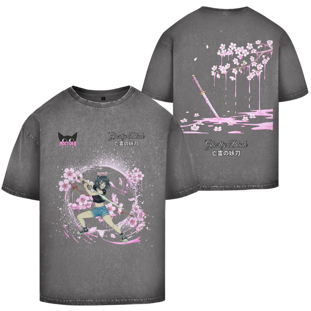 Unisex Oversize T-Shirt Washed "Ghostly Blade" Premium Edition