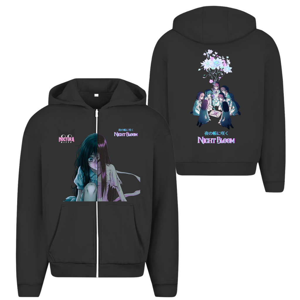 Unisex Oversize Zip Hoodie "Night Bloom" Premium Edition