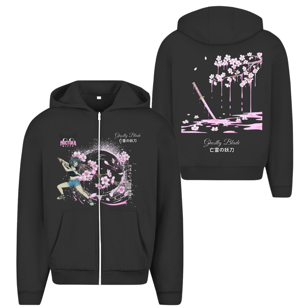 Unisex Oversize Zip Hoodie "Ghostly Blade" Premium Edition