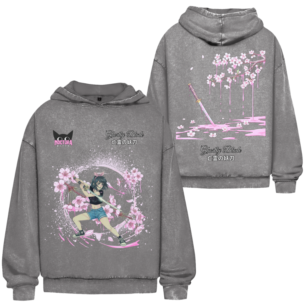 Unisex Oversize Hoodie Washed "Ghostly Blade" Premium Edition