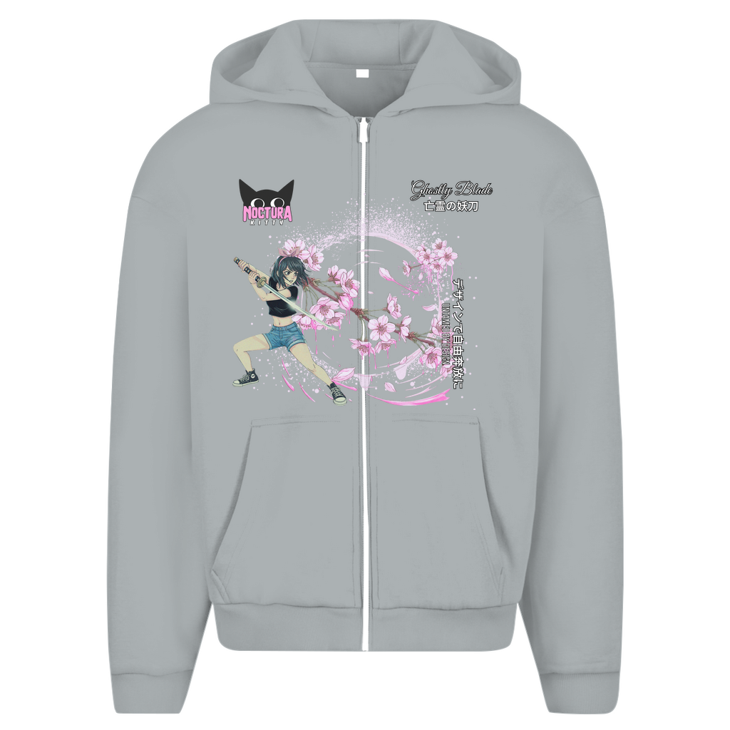 Unisex Oversize Zip Hoodie "Ghostly Blade" Premium Edition