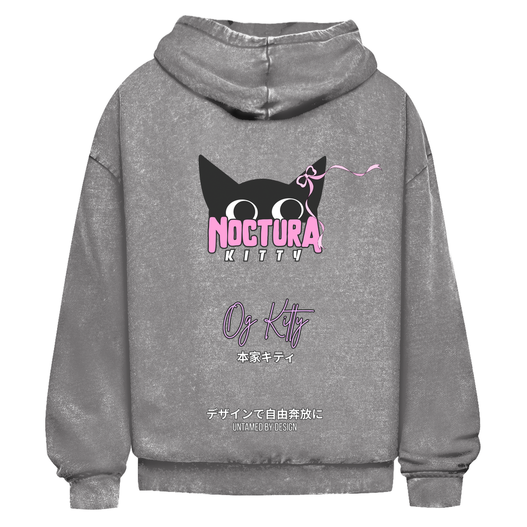 Unisex Oversize Hoodie Washed "OG Kitty" Premium Ribbon Edition