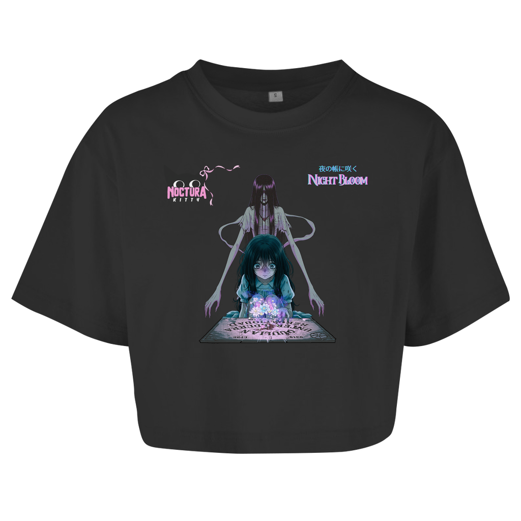 Oversized Crop Top "Night Bloom" Ribbon Edition