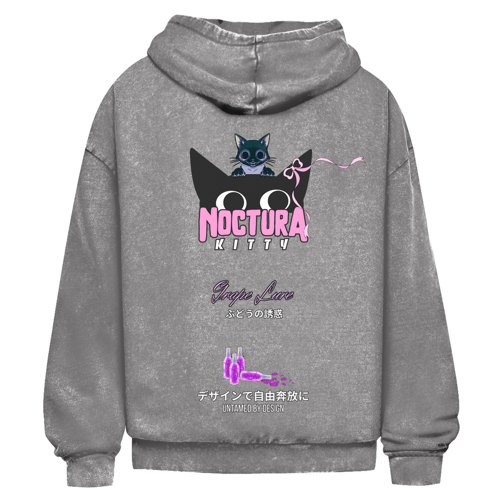 Unisex Oversize Hoodie Washed "Grape Lure" Premium Ribbon Edition