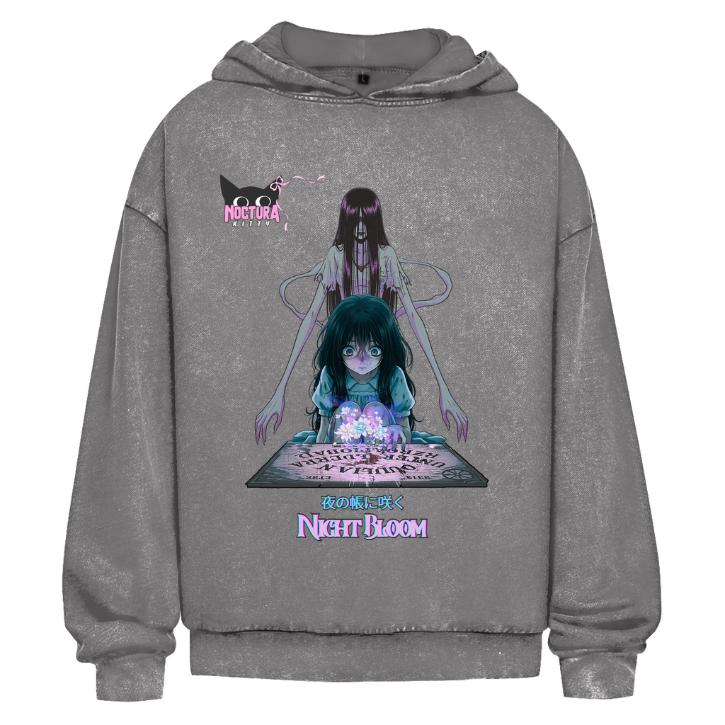 Unisex Oversize Hoodie Washed "Night Bloom" Premium Ribbon Edition