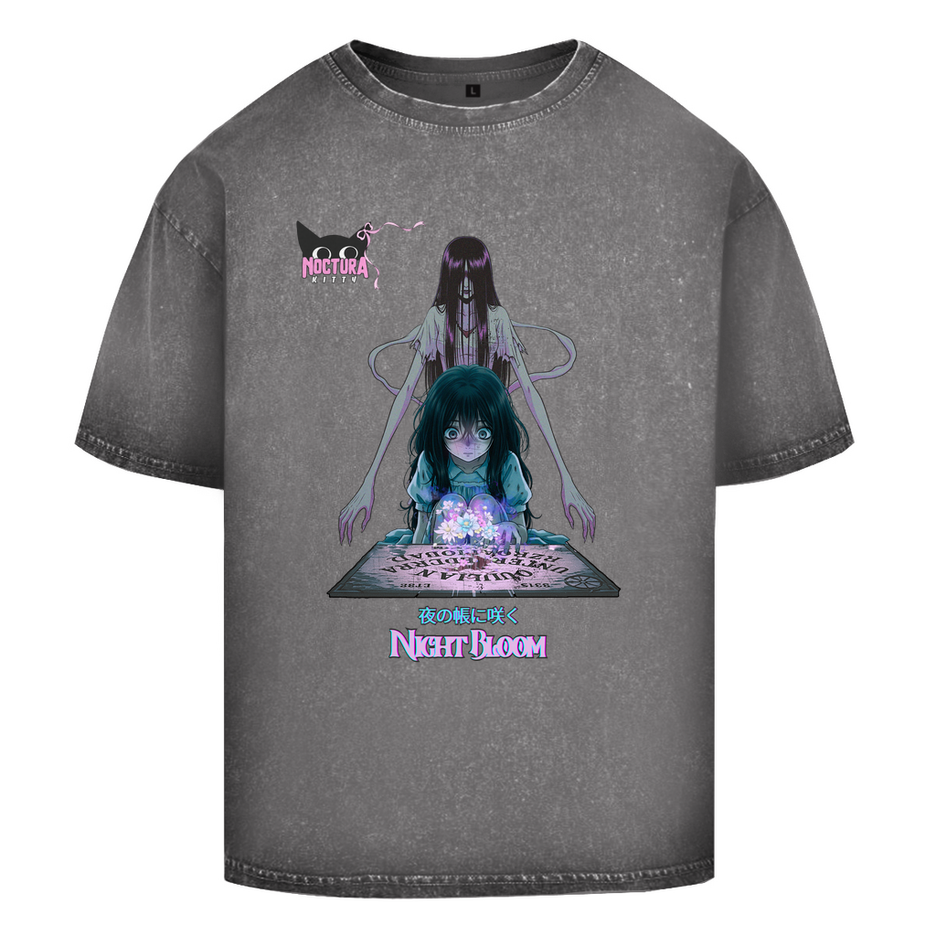 Unisex Oversize T-Shirt Washed "Night Bloom" Premium Ribbon Edition