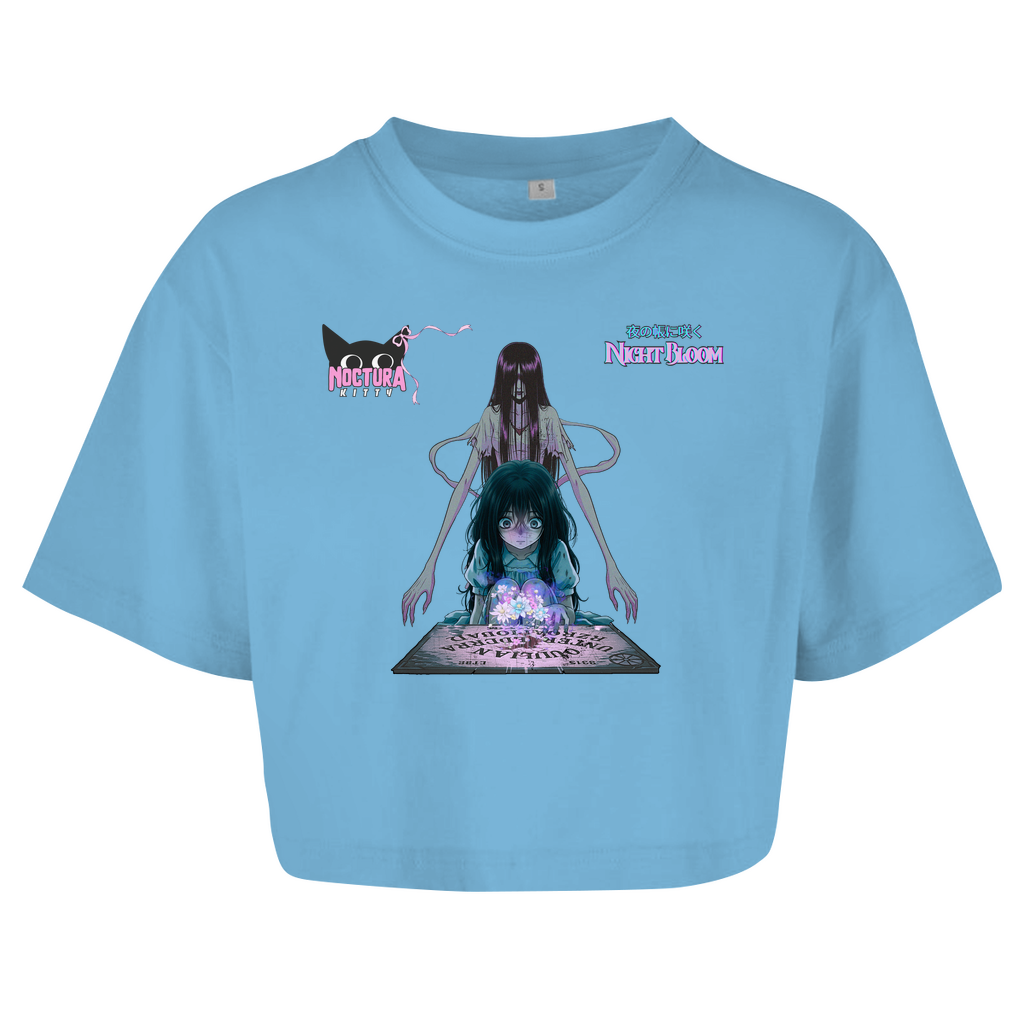 Oversized Crop Top "Night Bloom" Ribbon Edition
