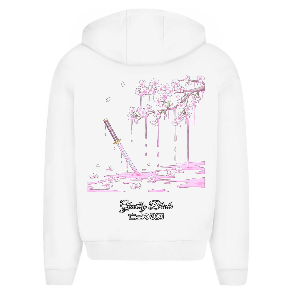 Unisex Oversize Zip Hoodie "Ghostly Blade" Premium Ribbon Edition