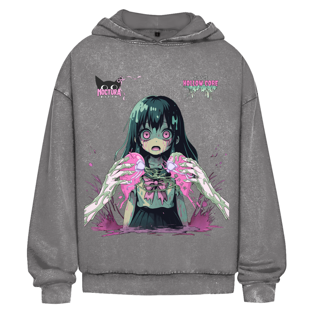 Unisex Oversize Hoodie Washed "Hollow Core" Premium Ribbon  Edition