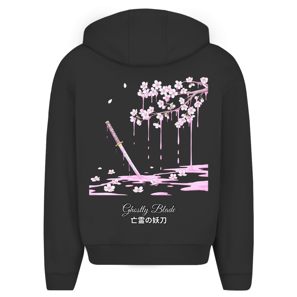 Unisex Oversize Zip Hoodie "Ghostly Blade" Premium Ribbon Edition