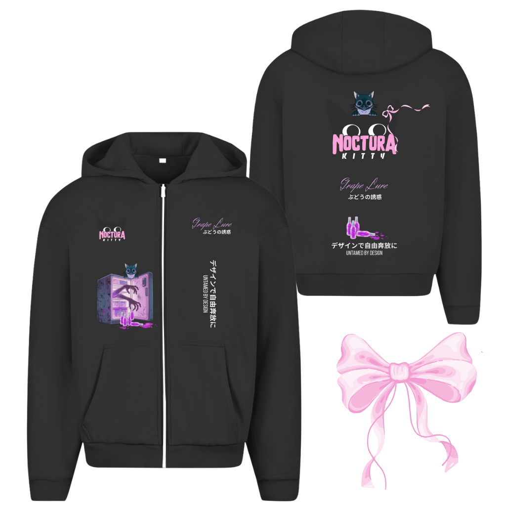 Unisex Oversize Zip Hoodie "Grape Lure" Premium Ribbon Edition