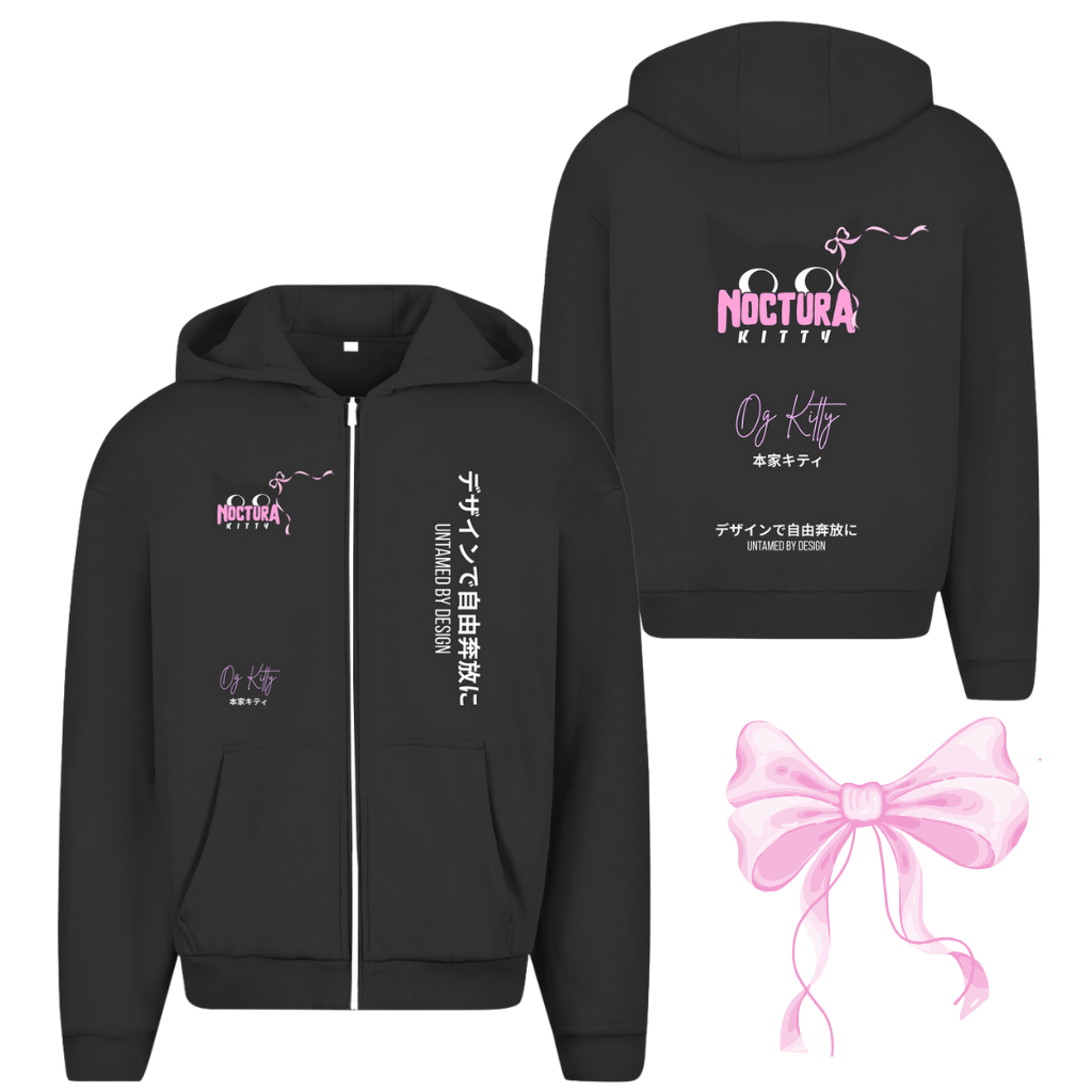 Unisex Oversize Zip Hoodie "OG Kitty" Premium Ribbon Edition