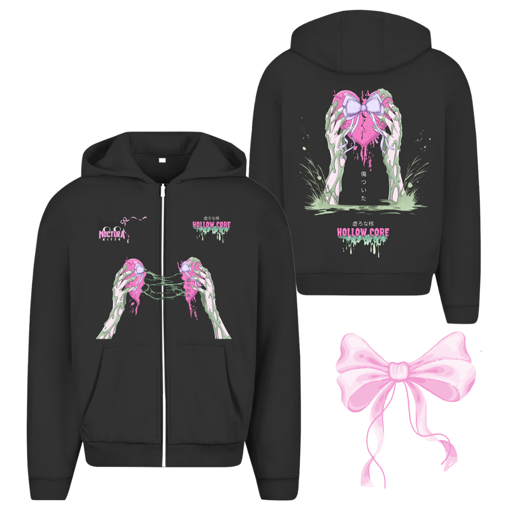 Unisex Oversize Zip Hoodie "Hollow Core" Premium Ribbon Edition