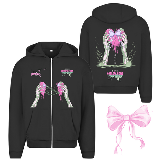 Unisex Oversize Zip Hoodie "Hollow Core" Premium Ribbon Edition