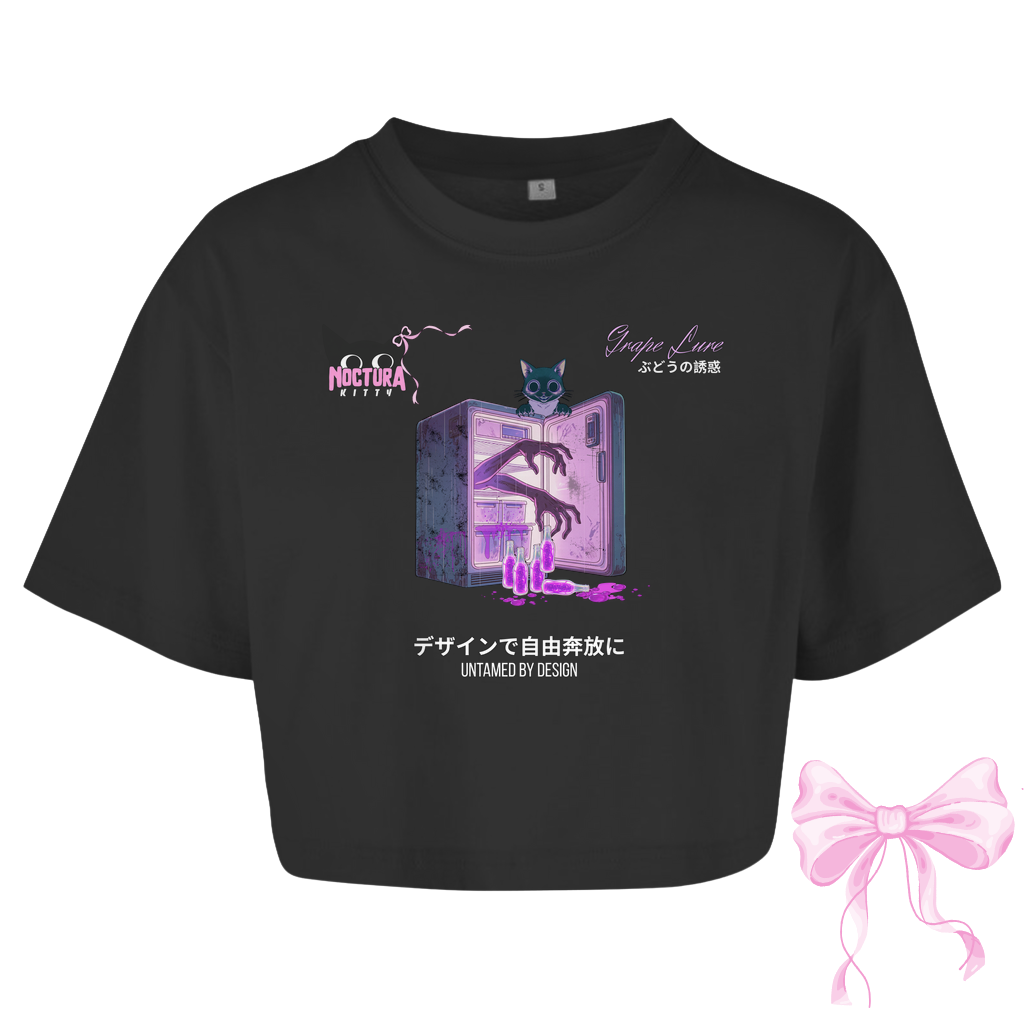 Oversized Crop Top "Grape Lure" Ribbon Edition