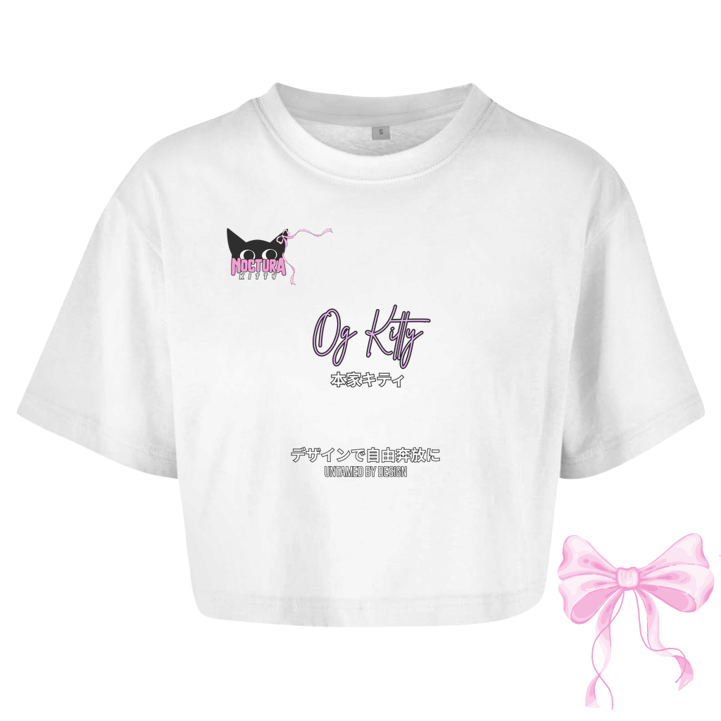 Oversized Crop Top "OG Kitty" Ribbon Edition
