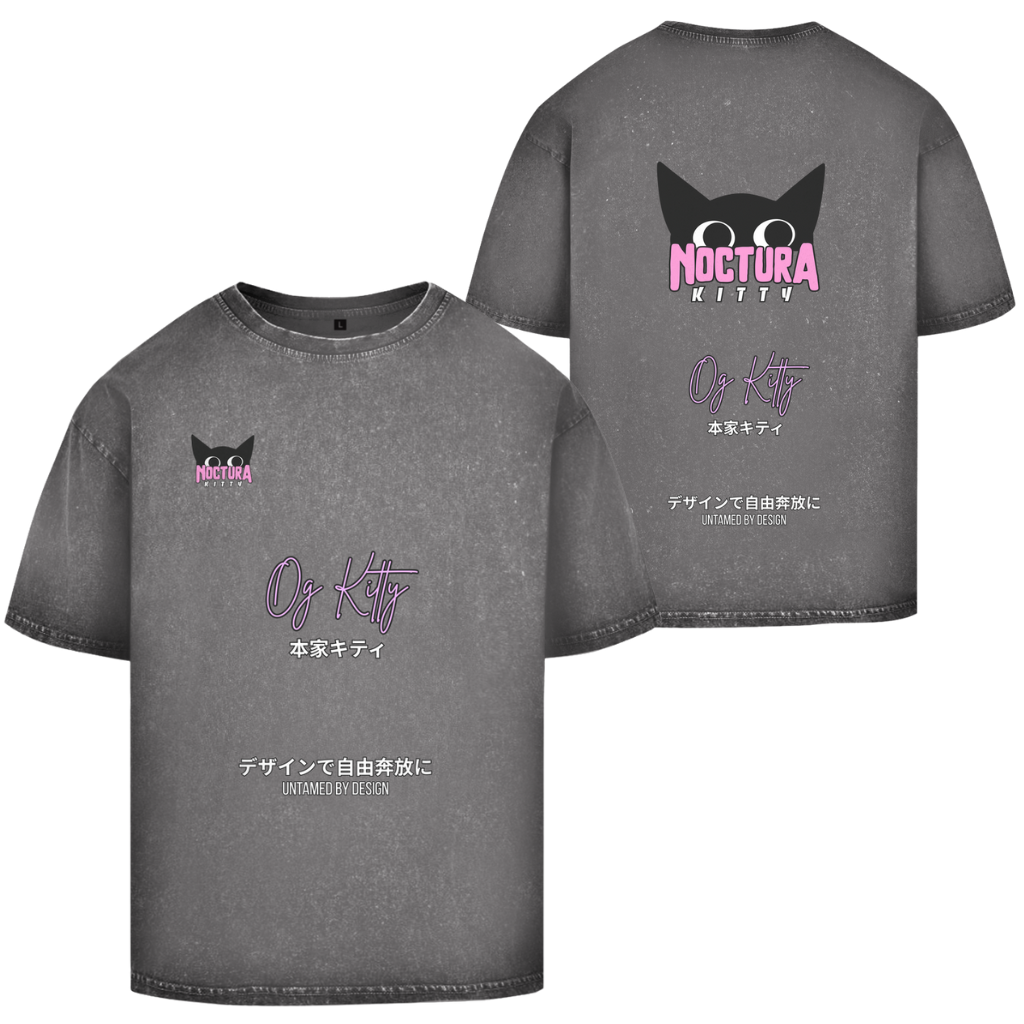 Unisex Oversize T-Shirt Washed "OG Kitty"  Premium Edition
