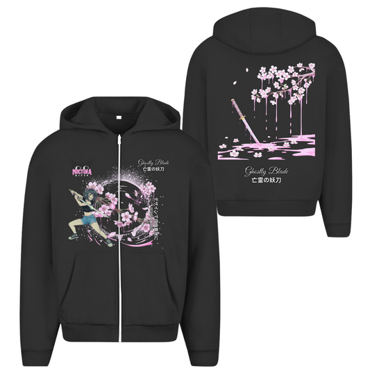 Unisex Oversize Zip Hoodie "Ghostly Blade" Premium Edition