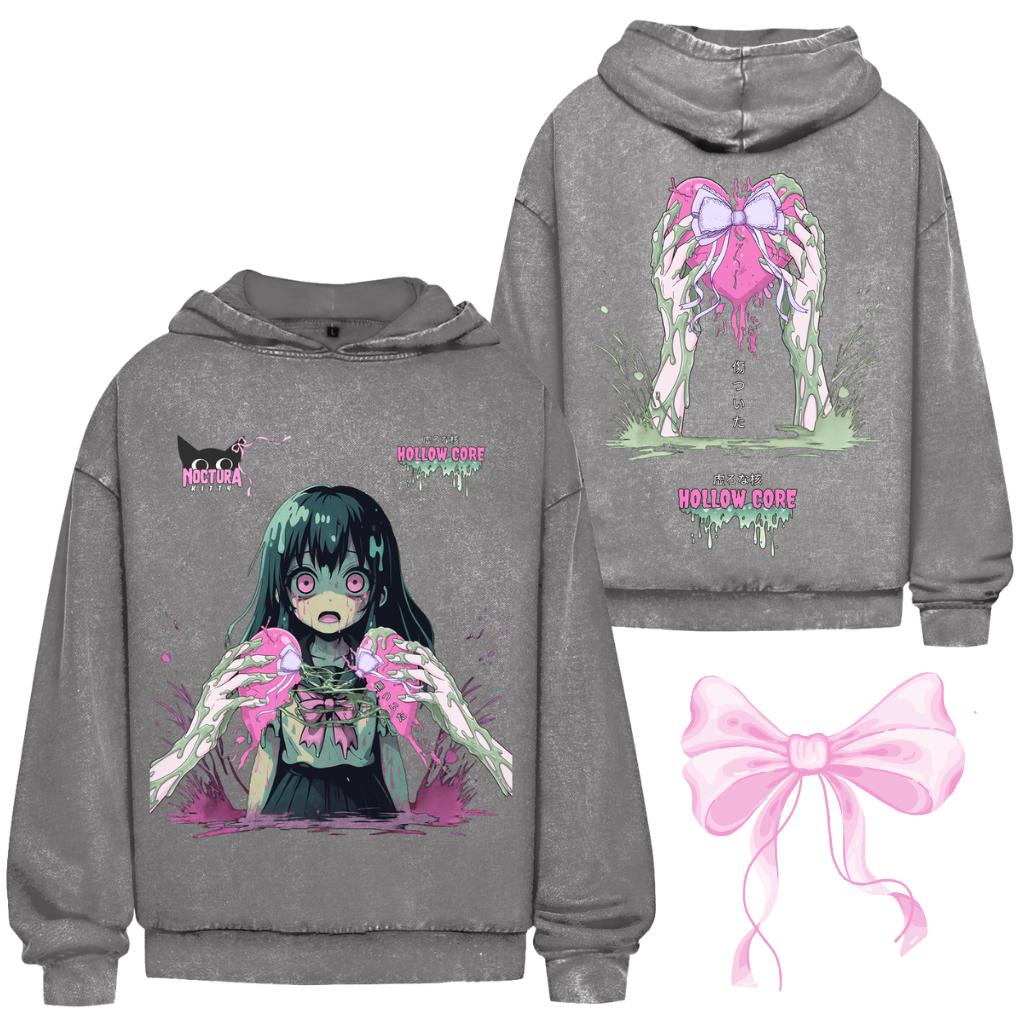 Unisex Oversize Hoodie Washed "Hollow Core" Premium Ribbon  Edition