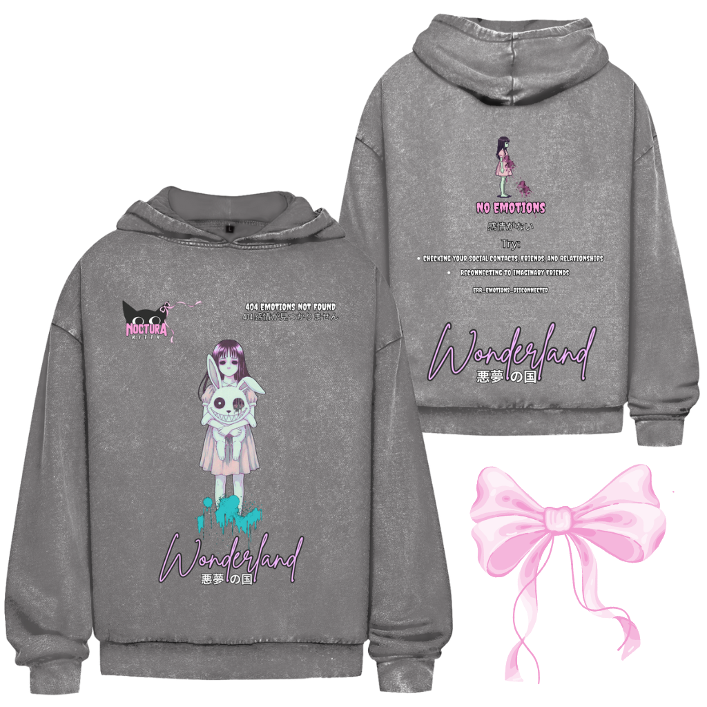 Unisex Oversize Hoodie Washed "Wonderland" Premium Ribbon Edition