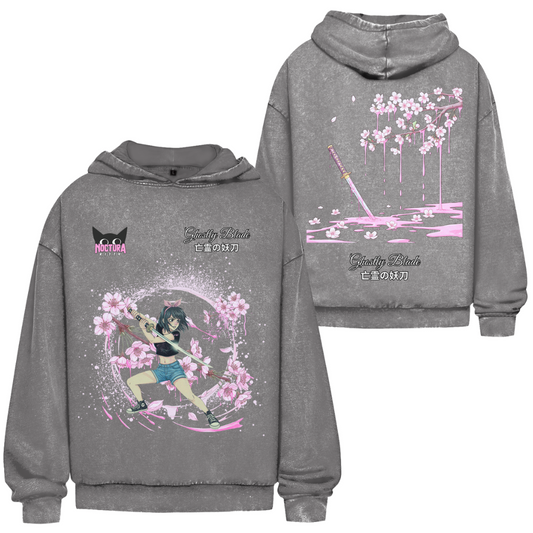 Unisex Oversize Hoodie Washed "Ghostly Blade" Premium Edition