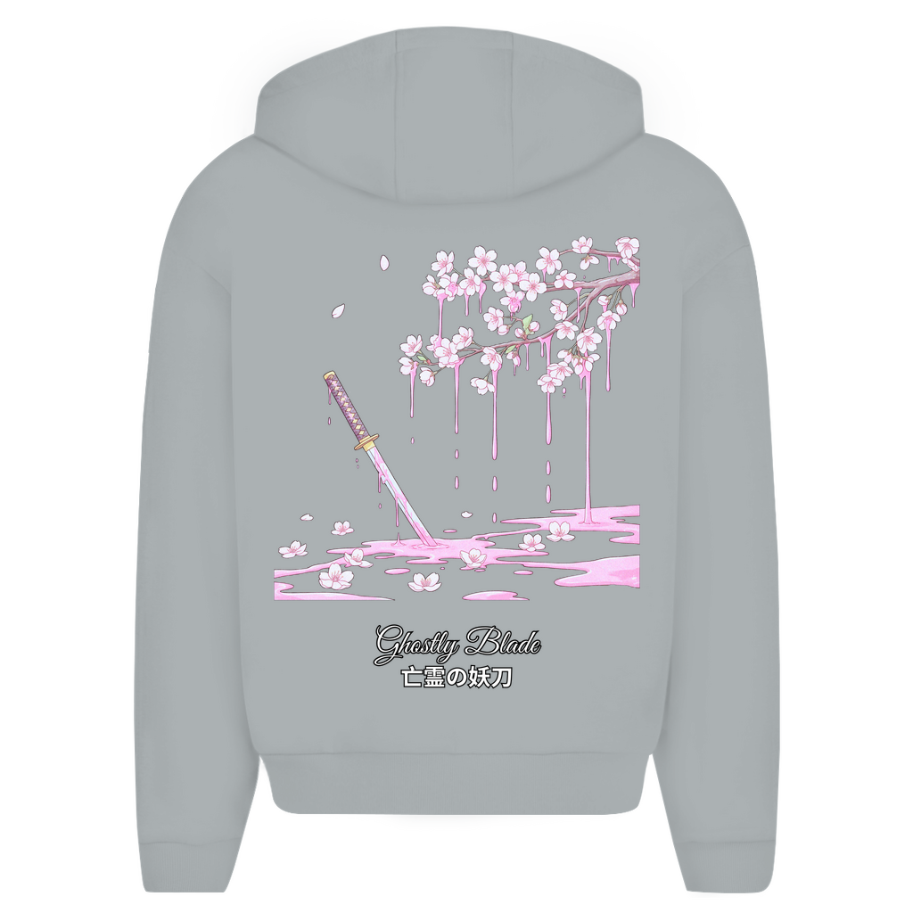 Unisex Oversize Zip Hoodie "Ghostly Blade" Premium Ribbon Edition